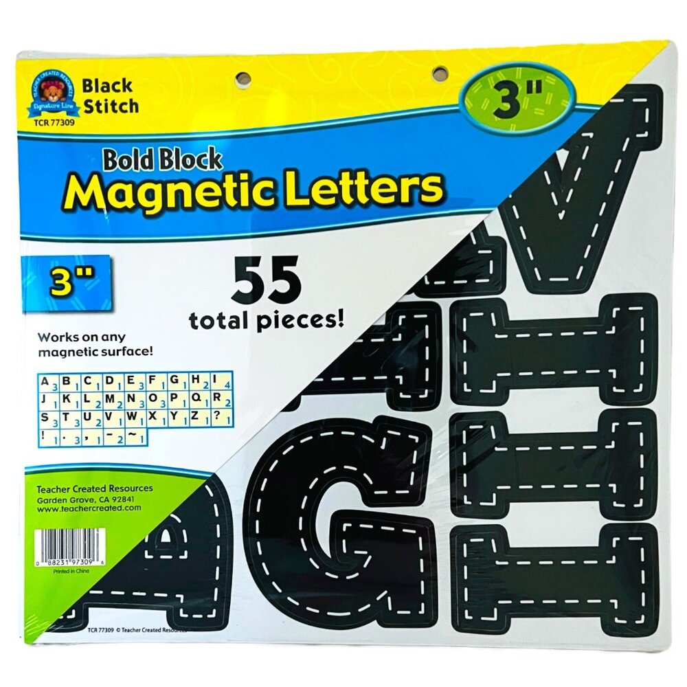 Teacher Created Resources 3" Magnetic Letters 55 Pc Bold Block Classroom Set Kit